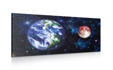 WANDBILD PLANET ERDE UND DER ROTE MOND - BILDER VON UNIVERSUM UND STERNEN - BILDER