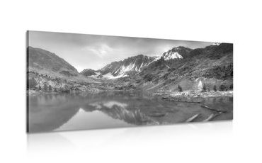 CANVAS PRINT MAJESTIC MOUNTAINS IN BLACK AND WHITE - BLACK AND WHITE PICTURES - PICTURES