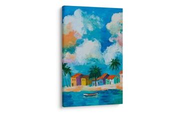 OBRAZ BAREVNÉ DOMY U MOŘE - BAREVNÉ DOMY - OBRAZY