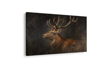 TABLEAU SUR TOILE – CERF MAJESTUEUX AUX BOIS IMPOSANTS - TABLEAUX DE CERFS - TABLEAUX