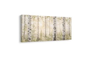 TABLEAU SUR TOILE – LUMIÈRE MATINALE ENTRE LES BOULEAUX - TABLEAUX FORÊT - TABLEAUX