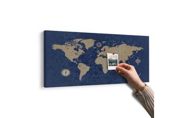 PARAFA KÉP VILÁG TÉRKÉP IRÁNYTŰVEL RETRO STÍLUSBAN KÉK HÁTTÉREN - PARAFA KÉPEK - KÉPEK