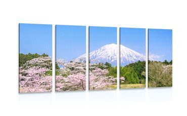 IMPRESSION SUR TOILE EN 5 PARTIES VOLCAN DU MONT FUJI - IMPRESSION SUR TOILE DE NATURE ET PAYSAGE - IMPRESSION SUR TOILE