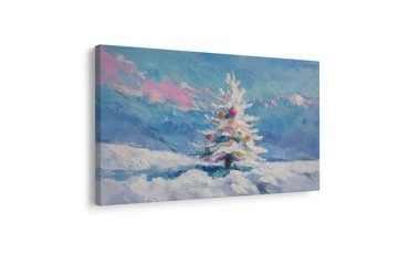 OBRAZ CHOINKA W ZAŚNIEŻONYM KRAJOBRAZIE - OBRAZY ŚWIĄTECZNE I ZIMOWE - OBRAZY