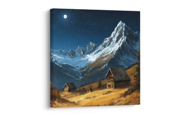 OBRAZ SVÁTEČNÍ NOC V HORÁCH - BAREVNÉ DOMY - OBRAZY