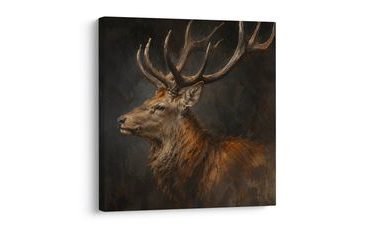 TABLEAU SUR TOILE – CERF FIER DANS LA PÉNOMBRE - TABLEAUX DE CERFS - TABLEAUX