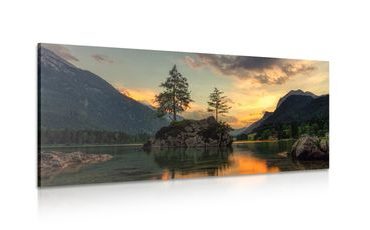 WANDBILD BERGLANDSCHAFT AM SEE - BILDER VON NATUR UND LANDSCHAFT - BILDER