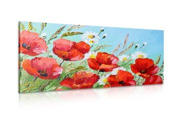 IMPRESSION SUR TOILE COQUELICOTS ROUGES DANS UN CHAMP - IMPRESSIONS SUR TOILE FLEURS - IMPRESSION SUR TOILE