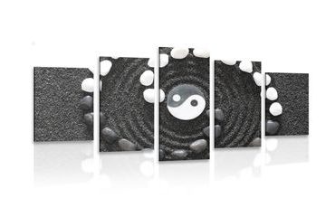 5-DIELNY OBRAZ HARMONICKÝ JIN A JANG - ČIERNOBIELE OBRAZY - OBRAZY