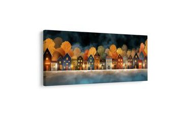 OBRAZ SVÁTEČNÍ OSVĚTLENÉ DOMKY - BAREVNÉ DOMY - PICTURES