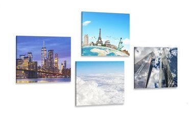 IMPRESSION SUR TOILE VUE PANORAMIQUE DES GRATTE-CIEL DE NEW YORK - ASSEMBLAGES DE PEINTURES SUR TOILE - IMPRESSION SUR TOILE