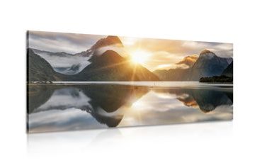 CANVAS PRINT MILFORD SOUND AT SUNRISE - PICTURES OF NATURE AND LANDSCAPE - PICTURES