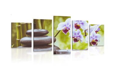 5-TEILIGES WANDBILD SPA-STILLLEBEN - BILDER MIT FENG SHUI-MOTIVEN - BILDER