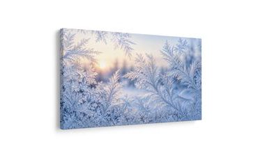 TABLEAU SUR TOILE – FLEURS DE GLACE DU MATIN D’HIVER - TABLEAUX DE NOËL ET D’HIVER - TABLEAUX