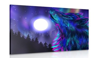 TABLEAU SUR TOILE – LUNE DE LOUP - IMAGES D'ANIMAUX - TABLEAUX