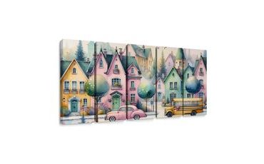 5-DÍLNÝ OBRAZ PASTELOVÉ MĚSTEČKO - DĚTSKÉ OBRAZY - OBRAZY