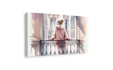OBRAZ DÍVKA V RŮŽOVÉM SVETRU NA BALKONĚ - OBRAZY ŽENY - OBRAZY