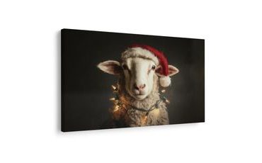 OBRAZ VÁNOČNÍ OVCE SE SVĚTÝLKY - VÁNOČNÍ A ZIMNÍ OBRAZY - OBRAZY