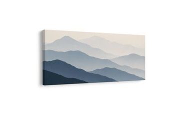 TABLEAU SUR TOILE – SILHOUETTES PAISIBLES DE MONTAGNES LOINTAINES - TABLEAUX DE MONTAGNE - TABLEAUX