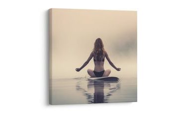 QUADRO SU TELA – MATTINE TRANQUILLE SUL LAGO - QUADRI DI DONNE - STAMPE E QUADRI