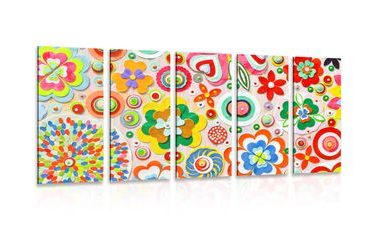 5-DÍLNÝ OBRAZ ABSTRAKCE KVĚTŮ - ABSTRAKTNÍ OBRAZY - OBRAZY