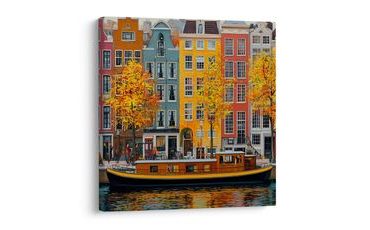 OBRAZ BAREVNÉ DOMY A LOĎKA - BAREVNÉ DOMY - OBRAZY