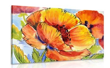 CANVAS PRINT BOUQUET OF POPPY FLOWERS - PICTURES FLOWERS - PICTURES