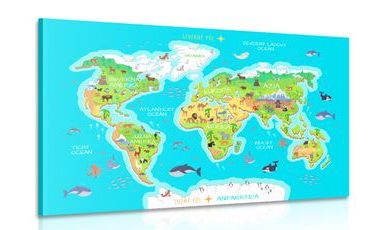 CANVAS PRINT CHILDREN'S MAP WITH SLOVAK NAMES - PICTURES OF MAPS - PICTURES