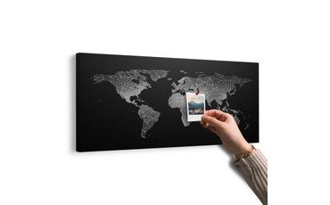 WANDBILD AUF KORK SCHWARZ-WEISSE WELTKARTE BEI NACHT - WANDBILDER AUF KORK - BILDER