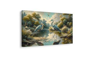 QUADRO SU TELA – AIRONI VICINO ALL’ACQUA - QADRI DI UCCELLI - STAMPE E QUADRI