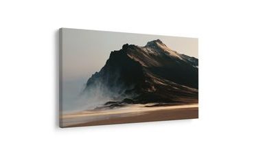 TABLEAU SUR TOILE – MASSIF MONTAGNEUX SOMBRE DANS LA BRUME - TABLEAUX DE MONTAGNE - TABLEAUX