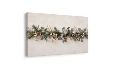TABLEAU SUR TOILE – GUIRLANDE HIVERNALE AUX POMMES DE PIN - TABLEAUX DE NOËL ET D’HIVER - TABLEAUX