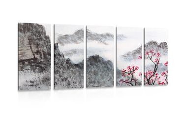 5-PIECE CANVAS PRINT CHINESE LANDSCAPE IN THE FOG - PICTURES OF NATURE AND LANDSCAPE - PICTURES