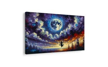 OBRAZ DÍVKA NA HOUPAČCE POD MĚSÍCEM - OBRAZY MĚSÍC - OBRAZY