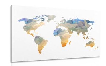 CANVAS PRINT POLYGONAL WORLD MAP - PICTURES OF MAPS - PICTURES