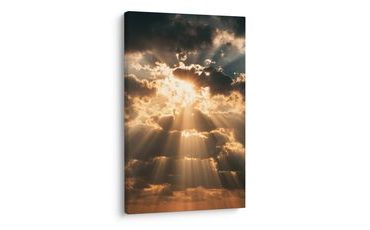 TABLEAU SUR TOILE – LUMIÈRE CÉLESTE DANS LES NUAGES - TABLEAUX LEVER ET COUCHER DE SOLEIL - TABLEAUX