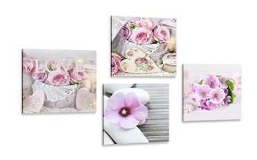 BILDERSET ROMANTISCHE BLUMEN MIT AUFSCHRIFT LOVE - BILDERSETS - BILDER