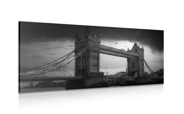 КАРТИНА НА ПЛАТНО – ЗАЛЕЗ НАД ТАУЪР БРИДЖ В ЧЕРНО-БЯЛ ВАРИАНТ - ЧЕРНО-БЕЛИ КАРТИНИ - КАРТИНИ