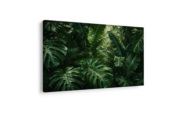 TABLEAU SUR TOILE – FEUILLES TROPICALES DANS LA JUNGLE - TABLEAUX ARBRES ET FEUILLES - TABLEAUX