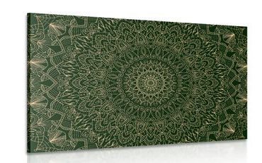 WANDBILD DETAILLIERTES DEKORATIVES MANDALA IN GRÜN - BILDER MIT FENG SHUI-MOTIVEN - BILDER