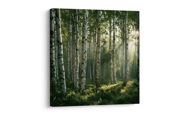 TABLEAU SUR TOILE – BOULEAUX DANS LA BRUME - TABLEAUX FORÊT - TABLEAUX