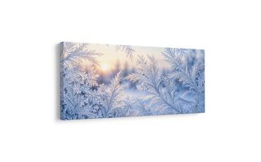 TABLEAU SUR TOILE – ORNEMENTS GIVRÉS À L’AUBE - TABLEAUX DE NOËL ET D’HIVER - TABLEAUX