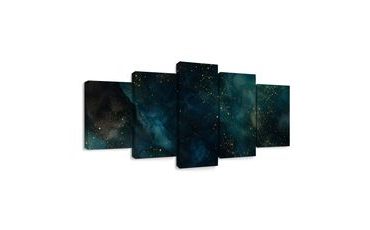 5-TEILIGES WANDBILD NÄCHTLICHER GOLDENER NEBEL - WANDBILDER GALAXIE - BILDER