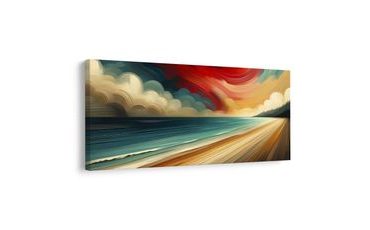 WANDBILD ROTER HIMMEL ÜBER DER KÜSTE - BILDER MEER UND STRAND - BILDER