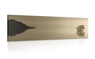 WANDBILD SEGELSCHIFF IN SEPIA - SCHWARZ-WEISSE BILDER - BILDER
