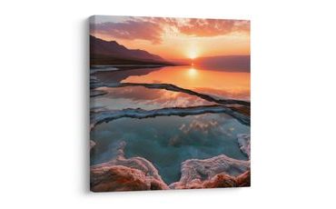 TABLEAU SUR TOILE – CIEL DU SOIR AU-DESSUS DU LAC DE MONTAGNE - TABLEAUX DU LAC - TABLEAUX