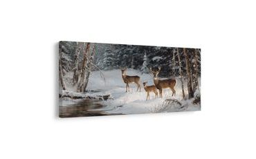 OBRAZ JELENNÍ RODINA V ZIMĚ - VÁNOČNÍ A ZIMNÍ OBRAZY - OBRAZY