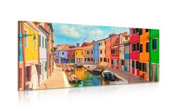 CANVAS PRINT PASTEL HOUSES IN A SMALL TOWN - PICTURES OF CITIES - PICTURES