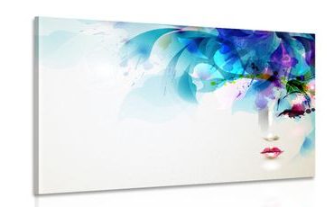 CANVAS PRINT FASHIONABLE FEMALE FACE WITH ABSTRACT ELEMENTS - PICTURES OF PEOPLE - PICTURES