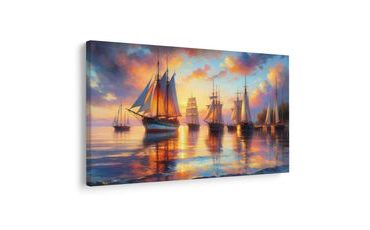 WANDBILD SONNENUNTERGANG BEI DEN BOOTEN - BILDER VON SONNENAUFGANG UND SONNENUNTERGANG - BILDER